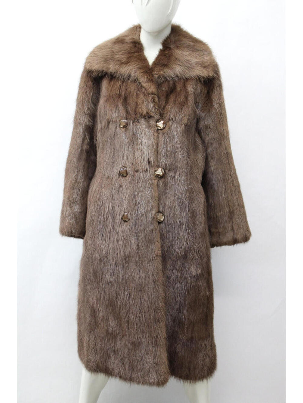 Mint Brown Muskrat Fur Coat Jacket Women Woman Size 4 Small